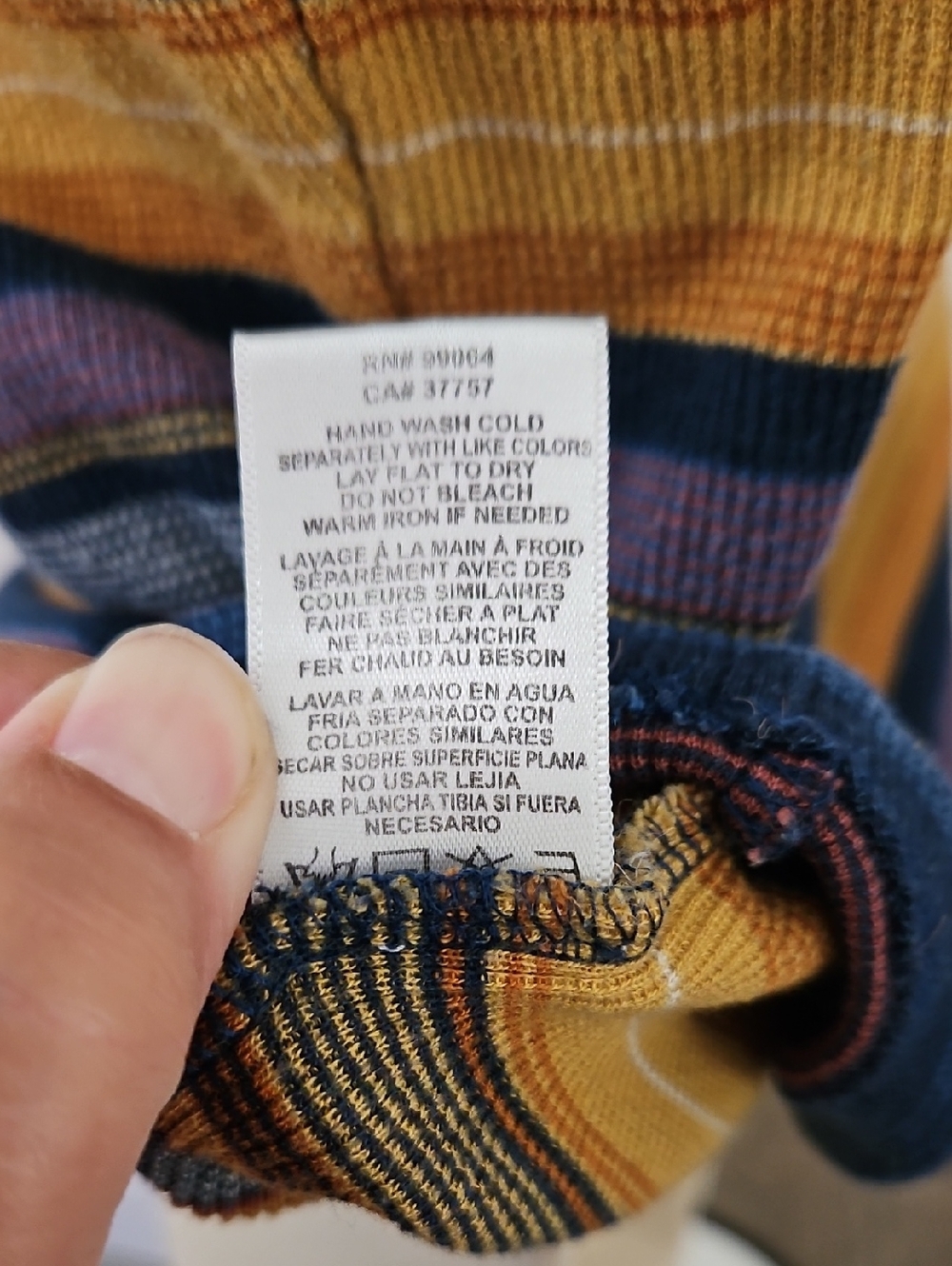 Women’s Striped Button-Front Tank Top in Navy, Mustard & Burgundy - Picture 7 of 12